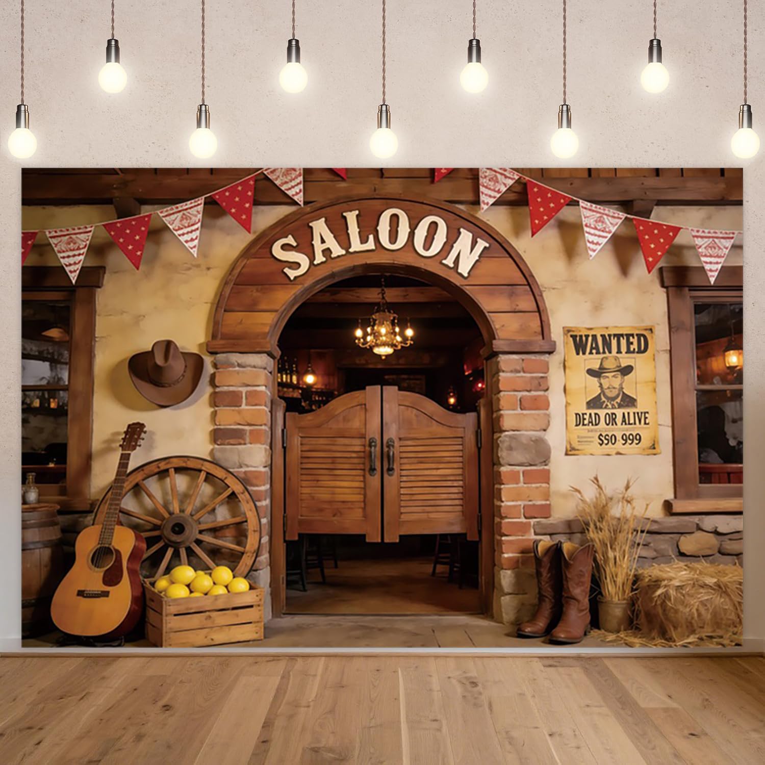 3 x 2,5 m Wild West Saloon wejście tło Wanted Poster Kowboy rekwizyty drewniany łuk koło samochodu dekoracja frontier salon tematyczny studio fotograficzne rekwizyty