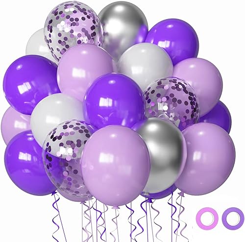 Globos de fiesta de color morado y blanco, 50 globos morados y blancos de 12 pulgadas, globos de látex morados y blancos para boda, baby shower,