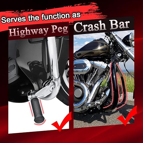 Miniatura 3 de WOWTK Highway Peg Crash Bar Protector de motor para Harley Dyna Street Bob FXDBI Fat Bob FXDF Low Rider FXDLI Wide Glide FXDWGI 2006-2017 Modelos