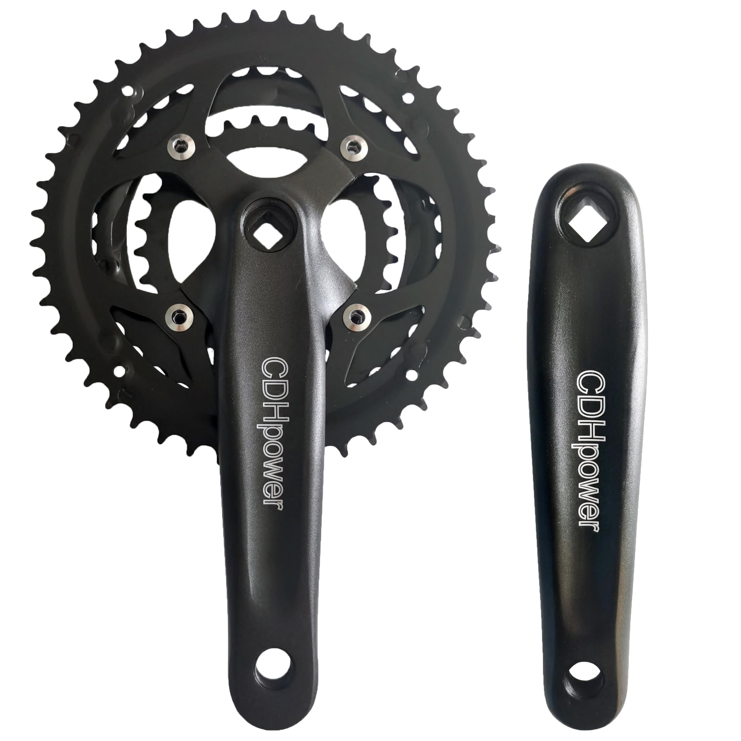 Triple Speed Aluminum Alloy Square Crankset 170mm 104/64bcd 48/38/28T with Chainring Crankarms, Crank Set Chainset for Mountain Road Bike Fixed Gear Bicycle