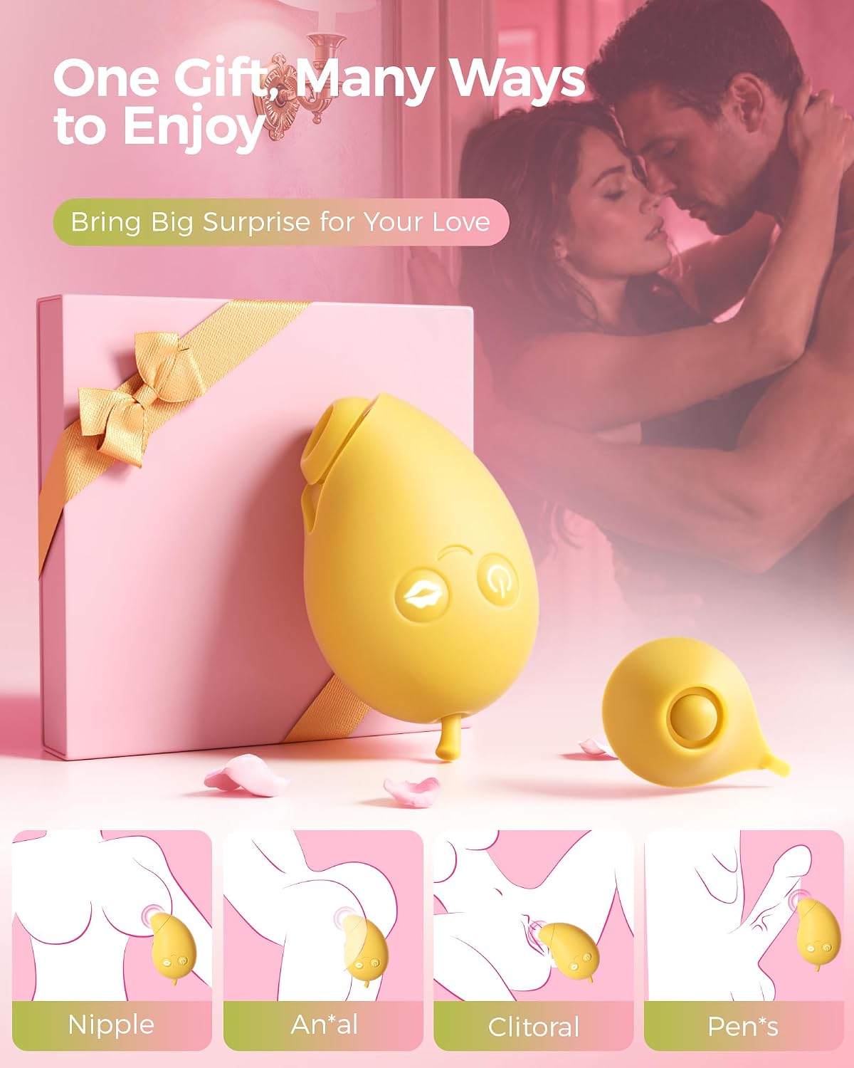 Lemon Vibrator Suction Vibrator - 2 in 1 APP Control with 9 Pulsation & Sucking Modes Nipple Anal Clitoral Stimulator, Clit Sucker, Male Female Couples Sex Toys Vibrater Adult Sex Toys & Games