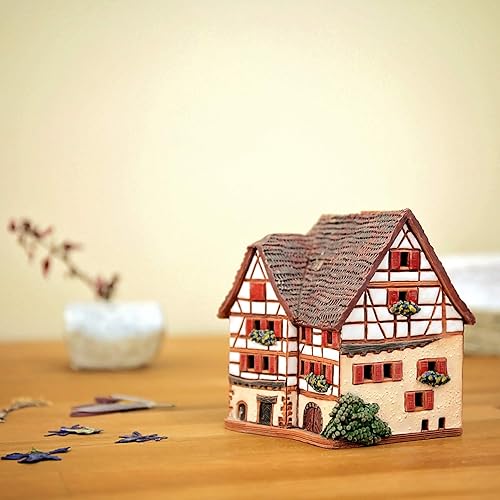 Miniatura 2 de Casa de cerámica Portavelas de luz de té Decoración para el hogar Coleccionable Casa en miniatura réplica del hotel histórico en Alsacia mini casa