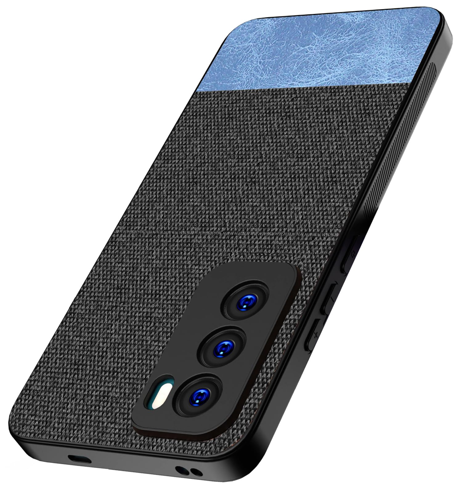 Kapa Soft Fabric & Leather Hybrid Protective Back Cover for Oppo Reno 12 Pro (5G) | Shockproof Slim Hard Anti Slip Back Case (Black,Blue) (B0DFP7GNJW) Amazon Price History, Amazon Price Tracker