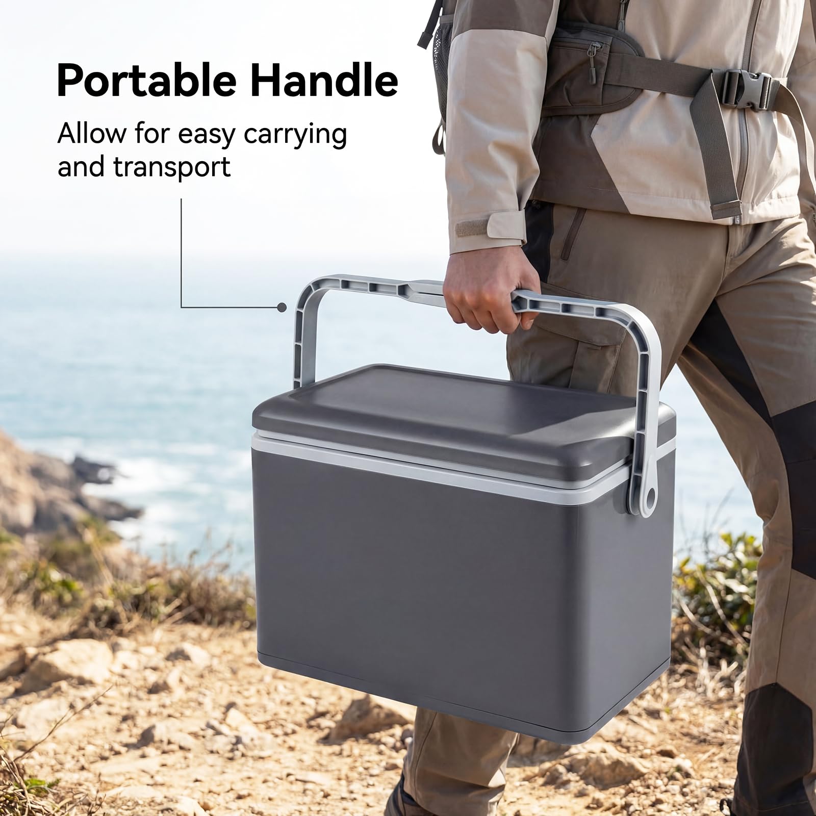 LIFEZEAL Nevera Portátil Rígida, Nevera Térmica Moldeada por Inyección de 12L, con Capacidad para Mantener la Temperatura Durante 3 Días, Equipada con un Cómodo Asa