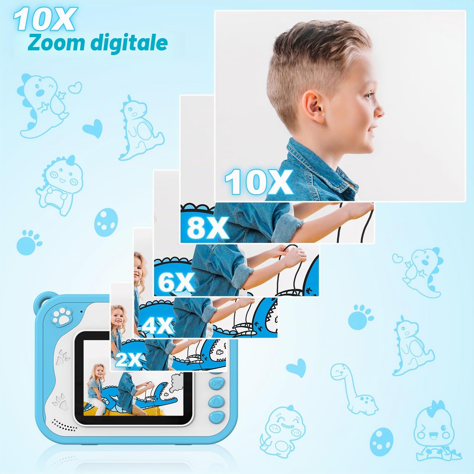 CHAKEYAKE Macchina Fotografica Bambini,Fotocamera Istantanea Digitale Bambini 2.4” 1080P HD Videocamera con 32GB Scheda SD,Macchina Fotografica Giocattolo Idee Regalo Bambino 3-12 Anni(Blu)