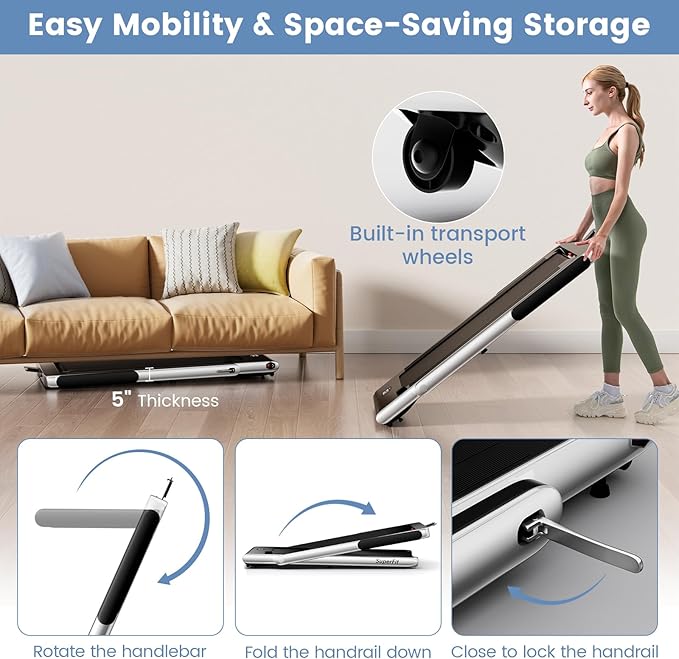 Caminadora Eléctrica Plegable 2.25HP 12.07 km/h Plata miniatura 6