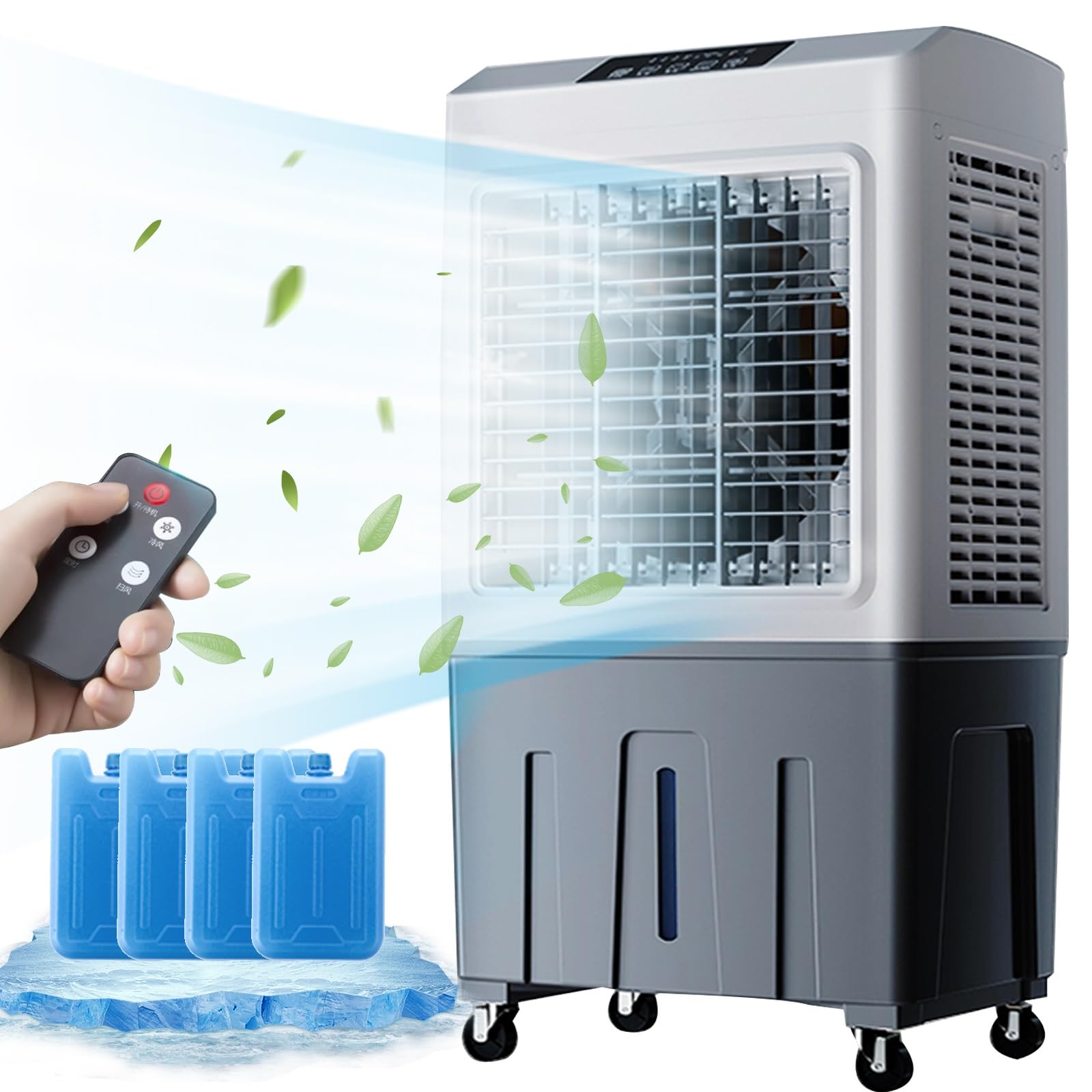 GTHTUHFD Evaporative Air Cooler, 200W Mobile Ac Fan With 3 Speeds, 55L Tank & 4 Ice Boxes, For Home Office Dorm,B-50x34x90cm/19.7x13.4x35.4i