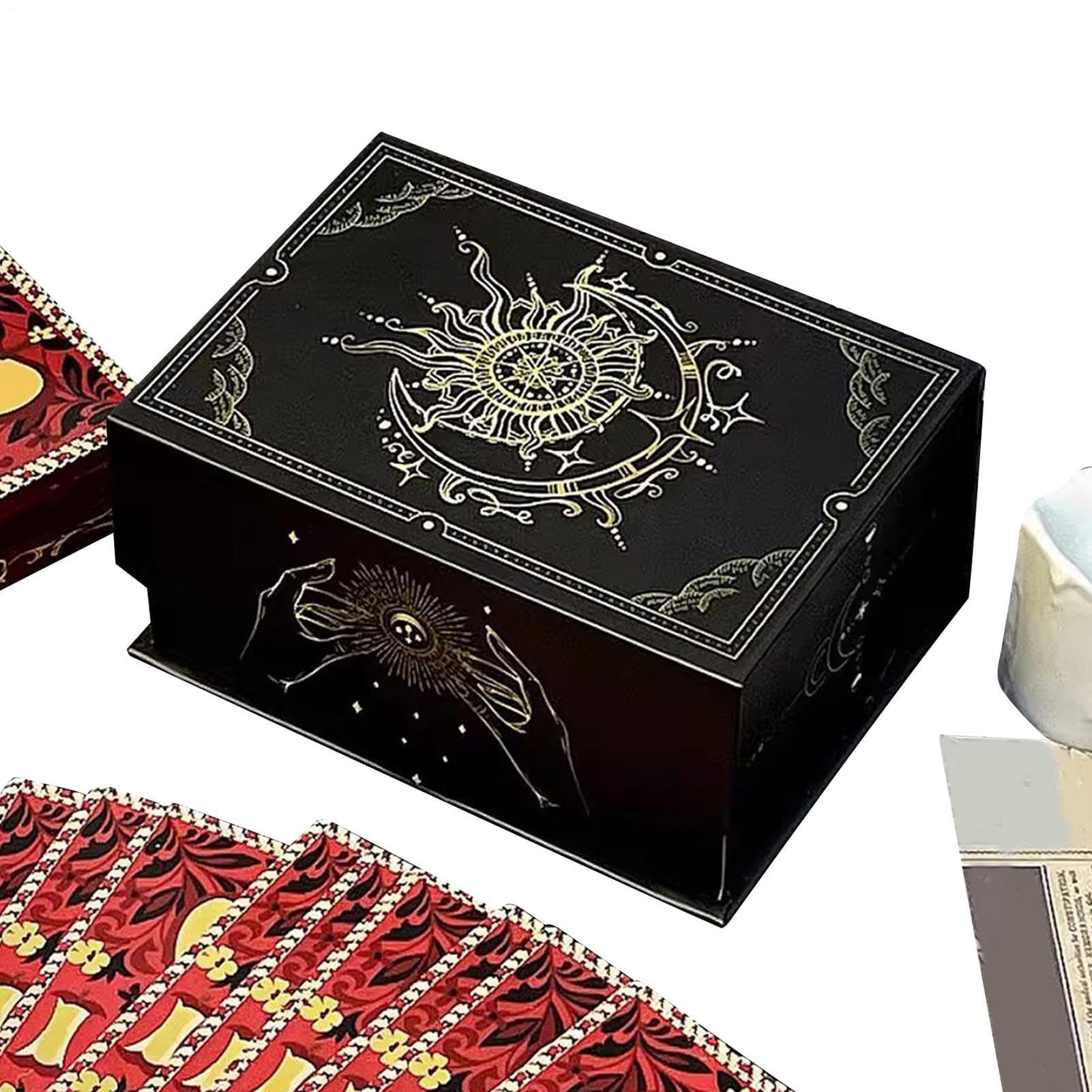 Qzdtue Card Deck, Storage Organizer, Tarot Box 2.64 Inches Lightweight Magnetic Lid Holder with Portable Design, Spiritual Accessories for Family Party and Meditation Divination