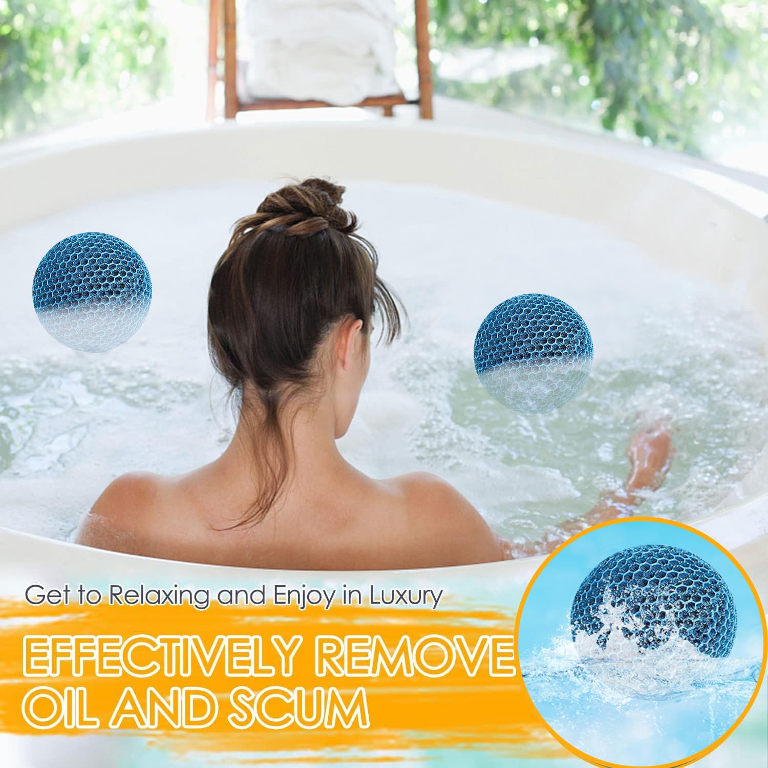 YumSur 6 Stück Whirlpool Schaum Absorber, Pool Absorbierball ölabsorbierender Schaumschwamm,Whirlpool Schaumreiniger Verschlingt Abschaum für Schwimmbäder und Spas(Style 2)