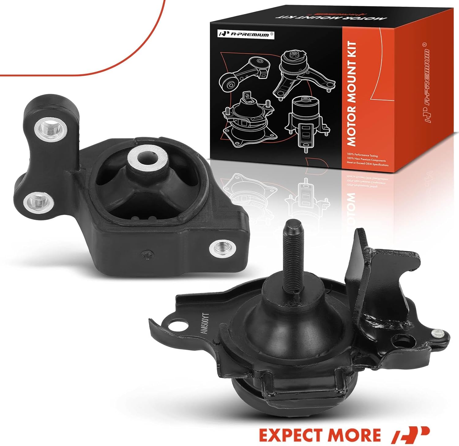 A-Premium Engine Motor Mount Kit Compatible with Honda Fit 2007-2008 1.5L, 2-PC Set, Replace# 50826SELE01, 50810SLA981