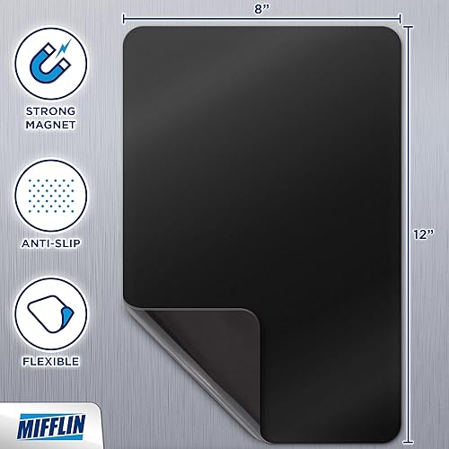 Miniatura 5 de Mifflin -USA - Hoja magnética negra de borrado en seco para refrigerador (12 x 8 pulgadas), organizador de pizarra para refrigerador resistente a