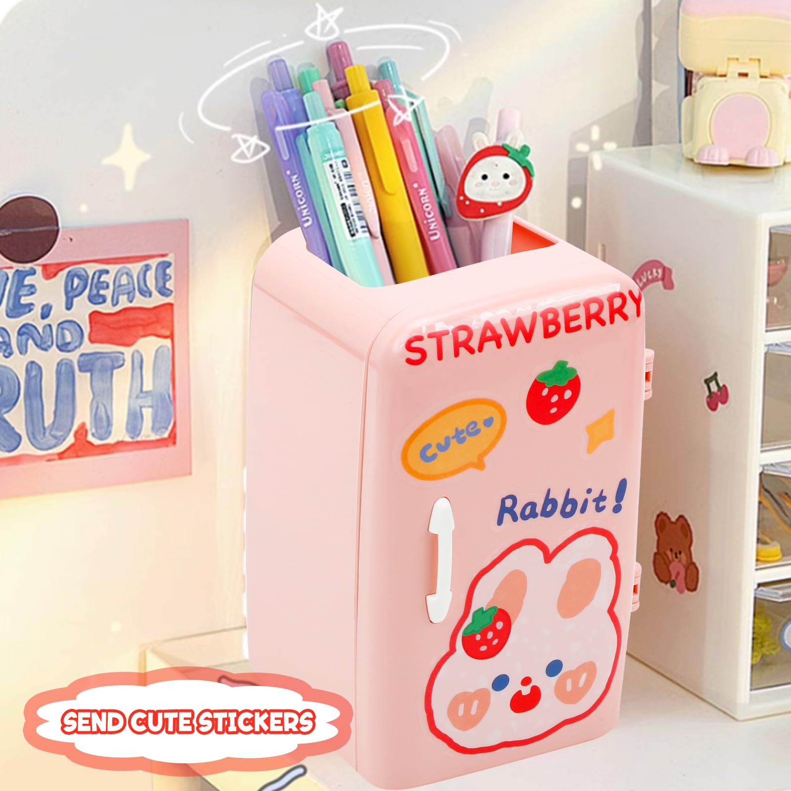 Pen Holder For Desk, Rainbow Unicorn Pencil Holder Pen Cup Marker Holder Makeup Brush Holders Desk Accessories Workspace Organizers Home School Office - View #8
