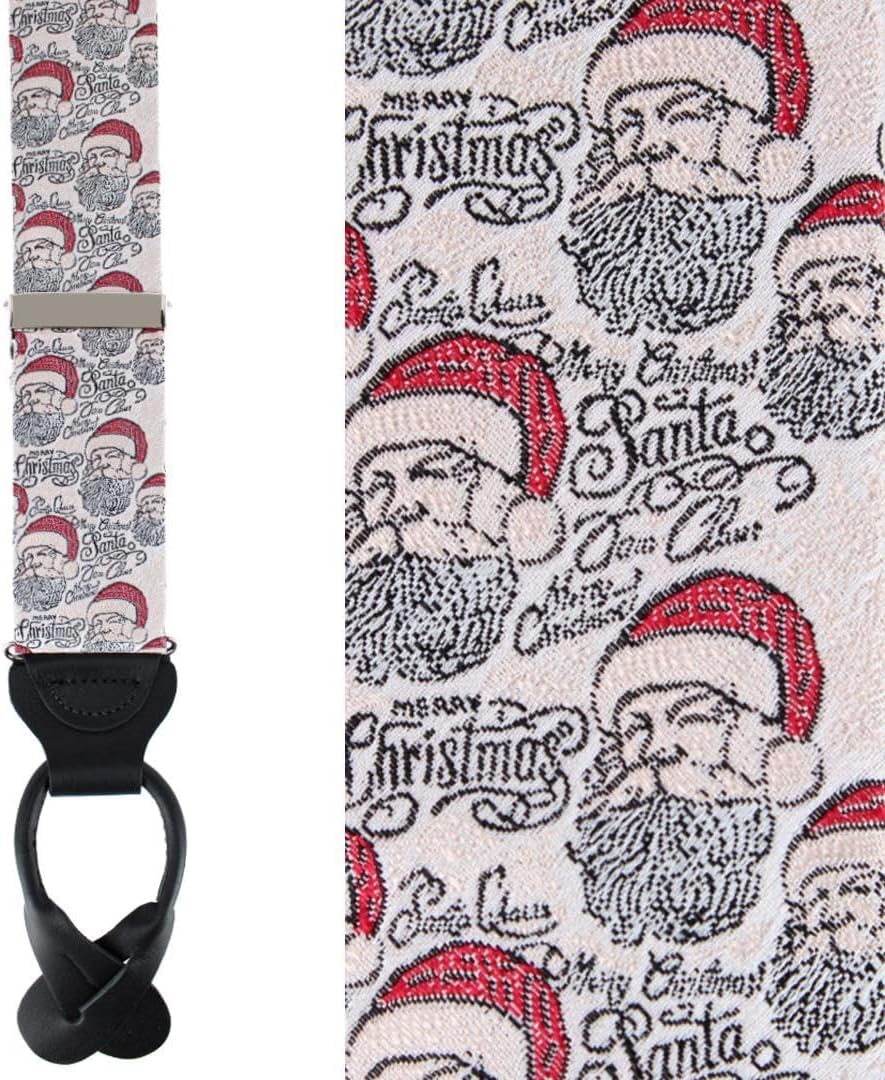 Trafalgar Men's Big and Tall Santa Claus Is Watching Silk Novelty Button End Braces (Suspenders)