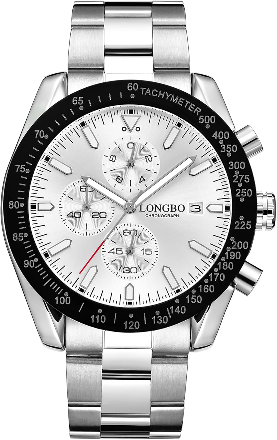 Men's Watch Elegant Wrist Watch for Men Stainless Steel Band Mineral Glass Waterproof Classic Dress Watch Idea Gift for Men(Silver Black)