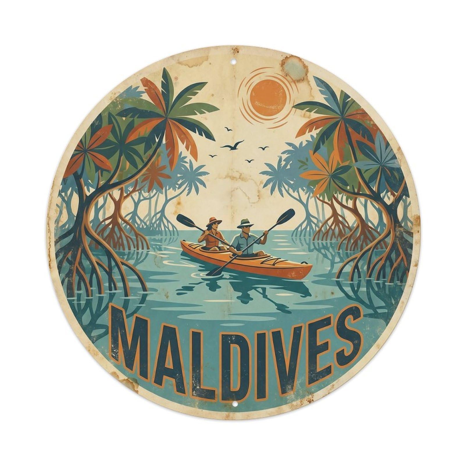 Maldives Kayaking Island Adventure Paddle Sport Metal Tin Sign