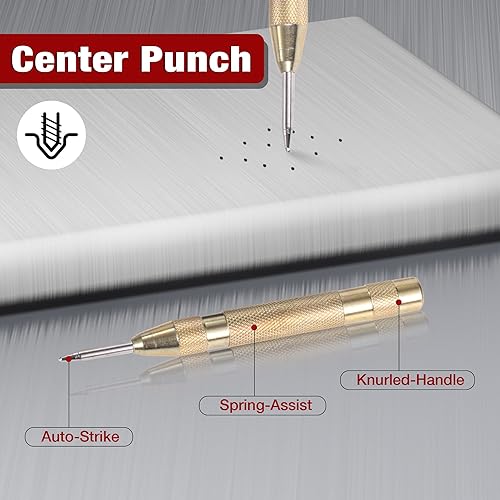 Miniatura 5 de Juego de brocas escalonadas, 6 unidades (50 tamaños), HSS Step Unibit con punzón central automático, cuchillas de doble corte de acero de alta