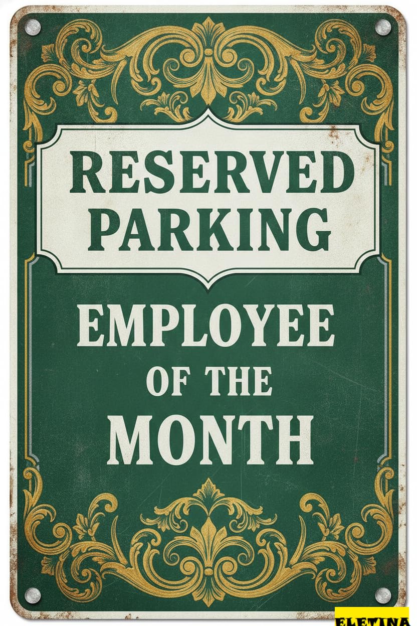 Reserved Parking Employee Of The Month Metal Safety Sign Fence Yard Floor Garden Road Street 8x12in