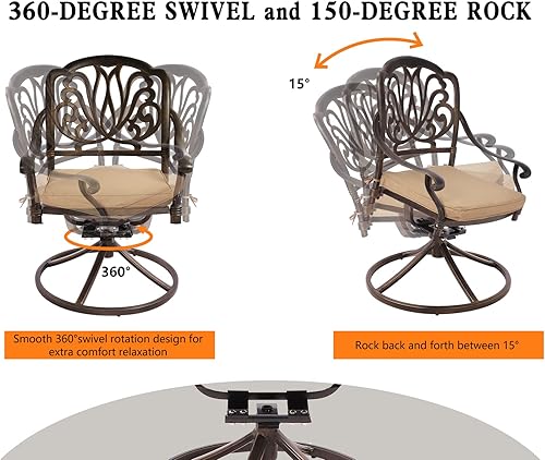 Miniatura 6 de Grepatio Juego de comedor al aire libre de 5 piezas de aluminio fundido para patio, mesa y sillas de exterior, muebles exteriores, 4 sillas