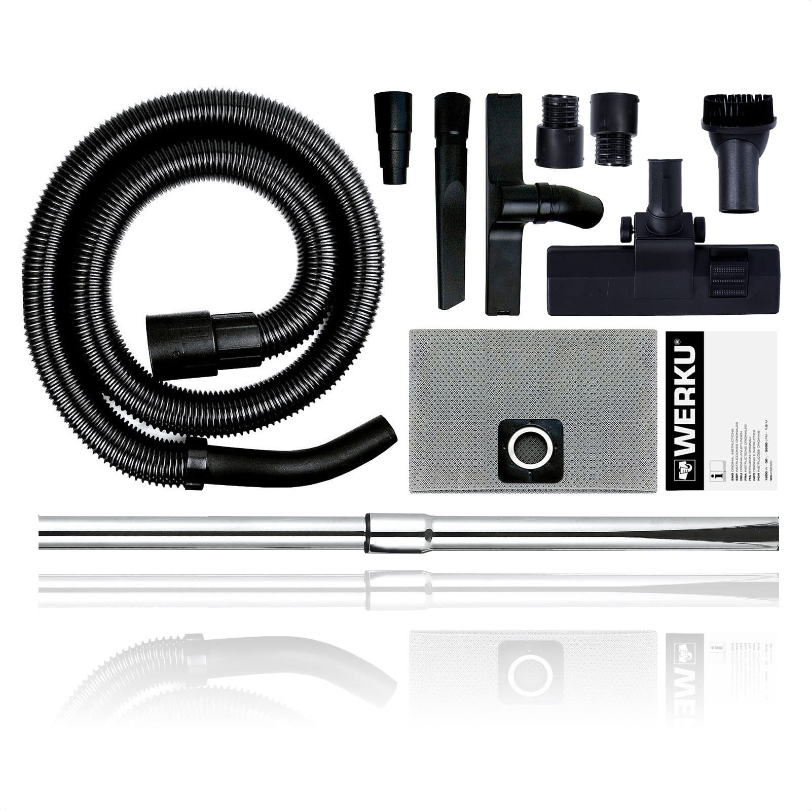 Werku WK401450, Aspirador Seco-Húmedo, Calidad Profesional, Potencia 1600 W, Depósito 30 L, Sincronización Herramientas Eléctricas 2000 W, Filtro HEPA, Filtro Agua, Filtro Esponja
