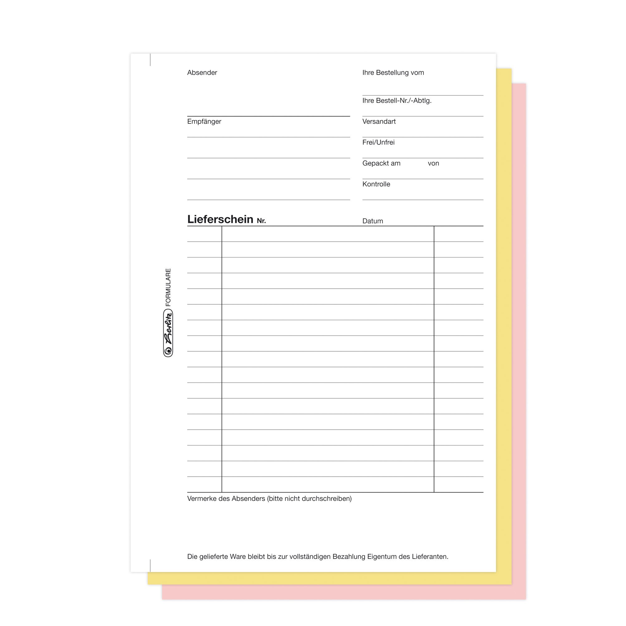 Herlitz 883546 książka o dokumentach dostawy, A5, 205, 3 x 40 arkuszy, samokopiujący