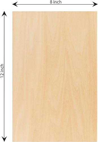Miniatura 2 de Hammont Hojas de tilo - Paquete de hojas de madera láser de 8 a 12 x 8 pulgadas, madera fina de 1/16 para manualidades, tablero de madera
