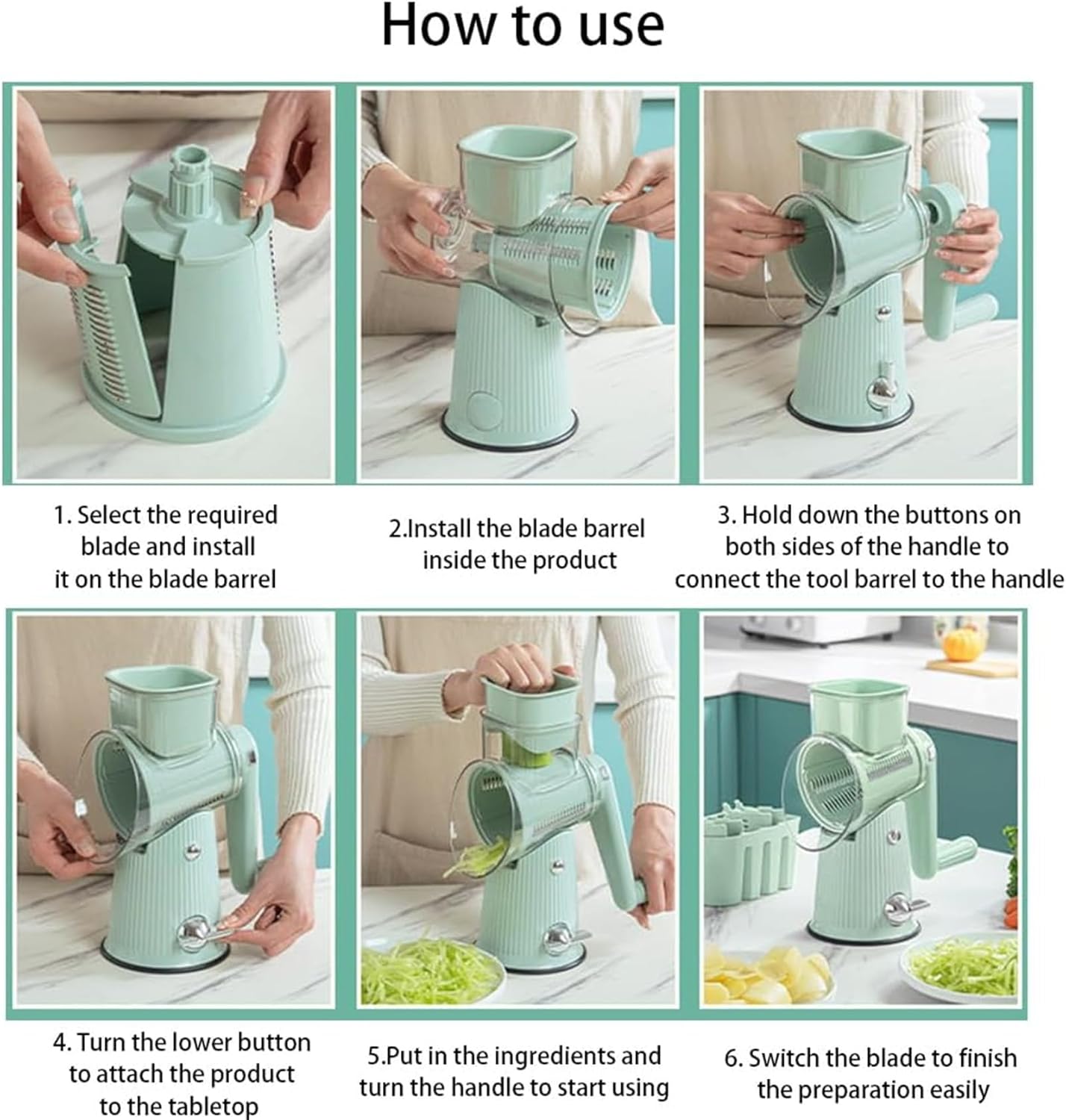 5 in 1 Round Slicer, 5 in 1 Rotary Cheese Grater Vegetable Slicer, Cheese Grater, Multifunction Vegetable Cutter Slicer, With Handle