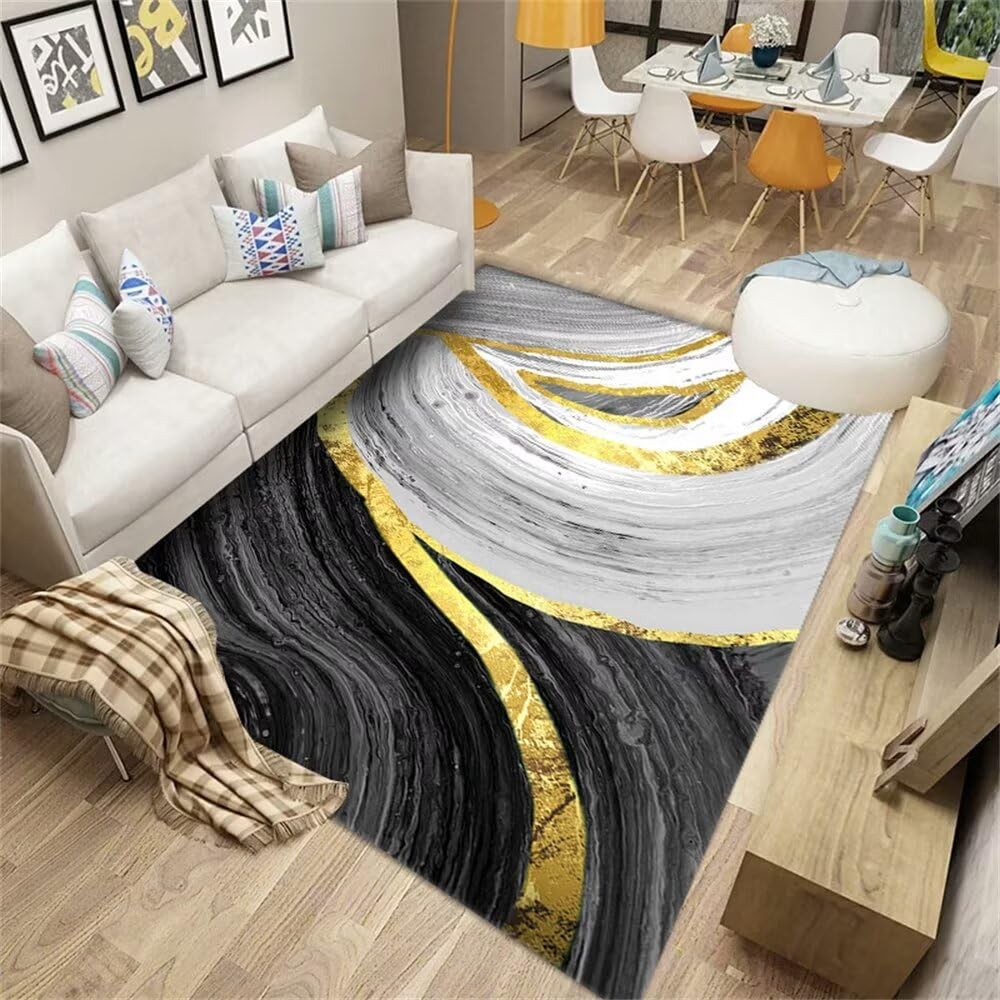 Tapis chambre adolescent confortable gris-jaune flou pour transformer un espace de jeu