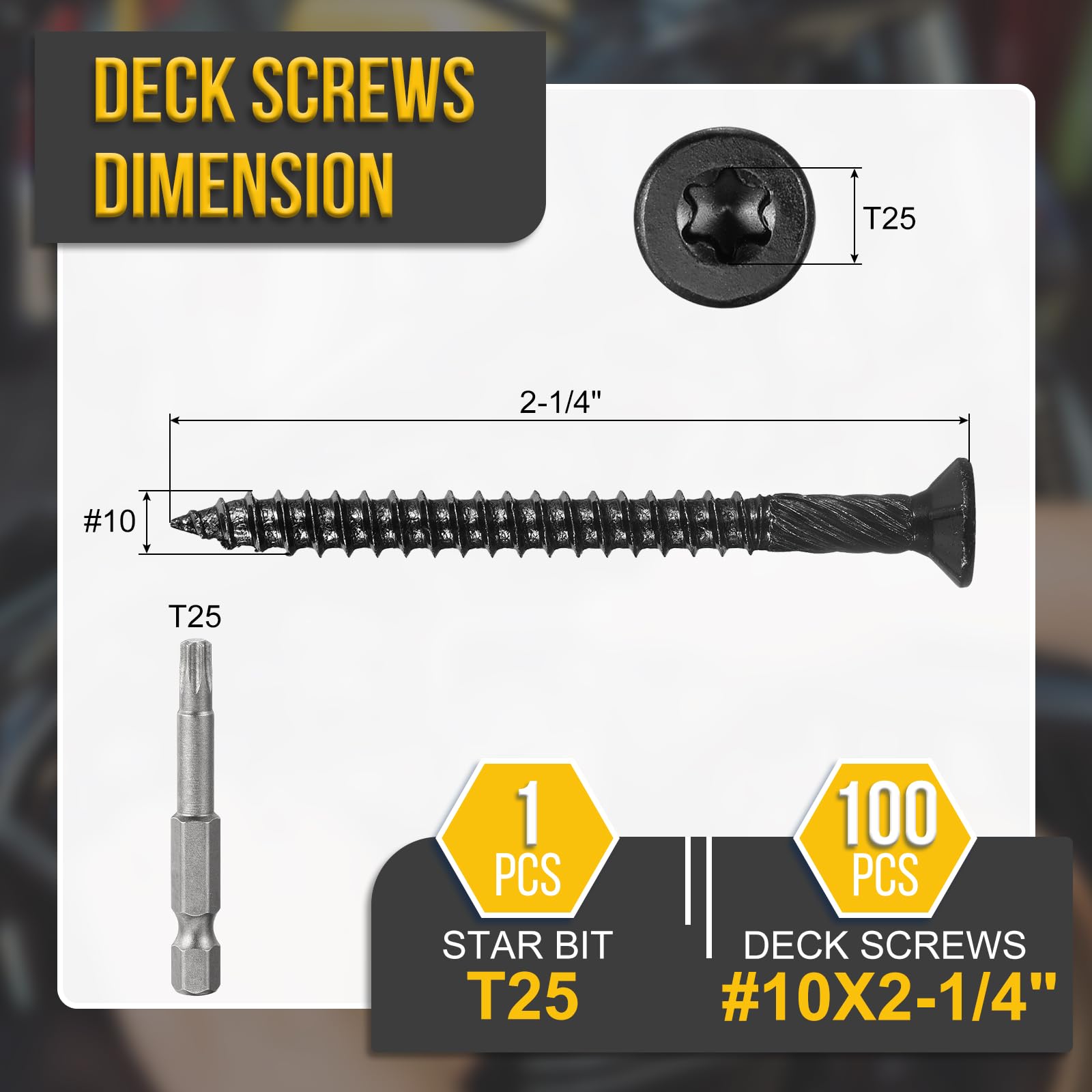 DTGN #10x2-1/4" Deck Screws, 100Pack, Good for Fences Frames, Farms, Outdoor Furniture - Image 2