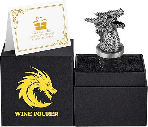 Miniatura 2 de Dragon Head - Vertedor y tapón 2 en 1 para botellas de vino, regalos para hombres, mujeres, fanáticos de los dragones, vertedores de botellas de