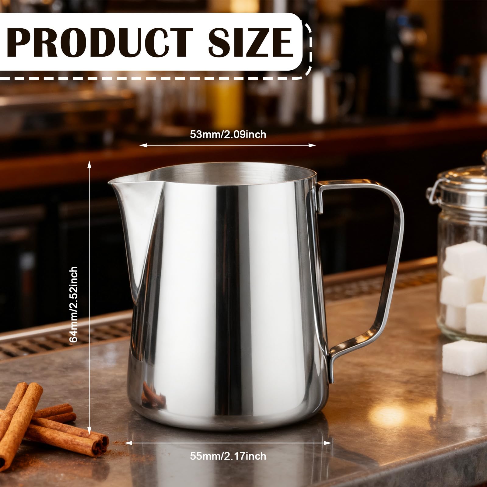 3 bricco per latte in acciaio inox, 150 ml, brocca per latte in schiuma, bricco in schiuma di latte, brocca per schiuma, brocca per latte e caffè espresso, per montalatte, cappuccino, macchiato