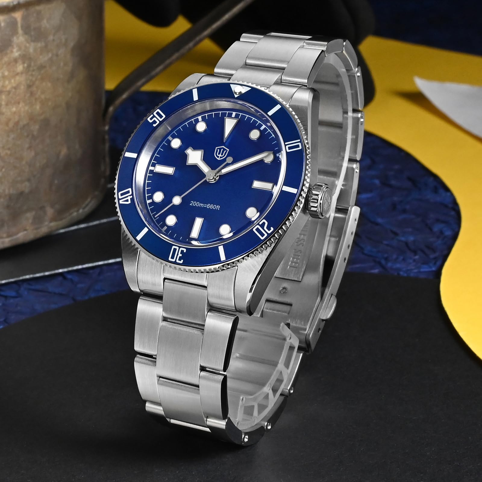 watchdives Quarzuhren WD7922 BB54, Herrenuhr 37 mm Saphirglas Luxus Armbanduhr 20 Bar Taucheruhren für Männer