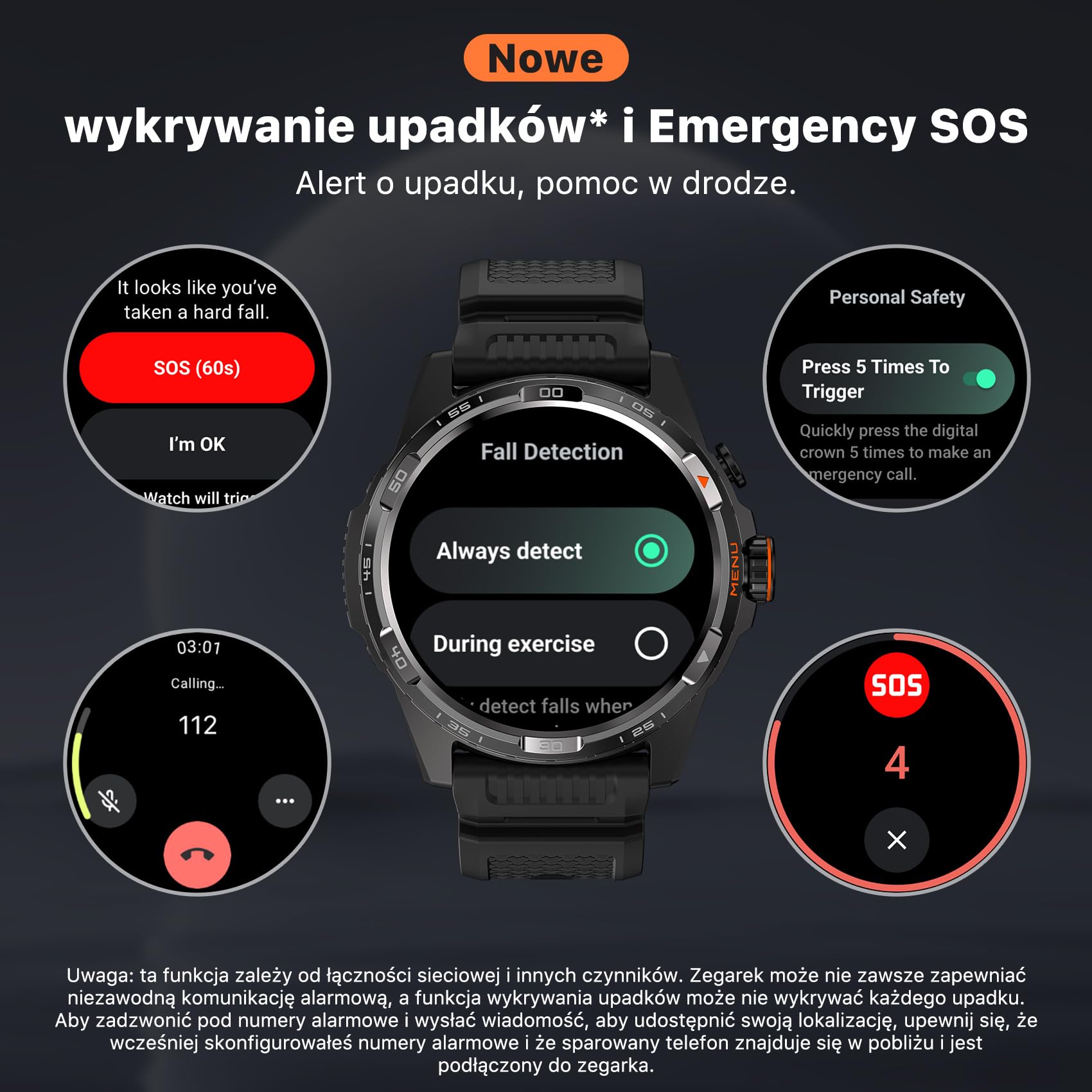 TicWatch Atlas Smartwatch dla mężczyzn Android Wear OS Smart Watch Outdoor Bateria 90 godzin 110+ trybów ćwiczeń Mapa cieplna Wykrywanie upadków Monitor zdrowia i kondycji 5ATM GPS Kompas (Czarny)