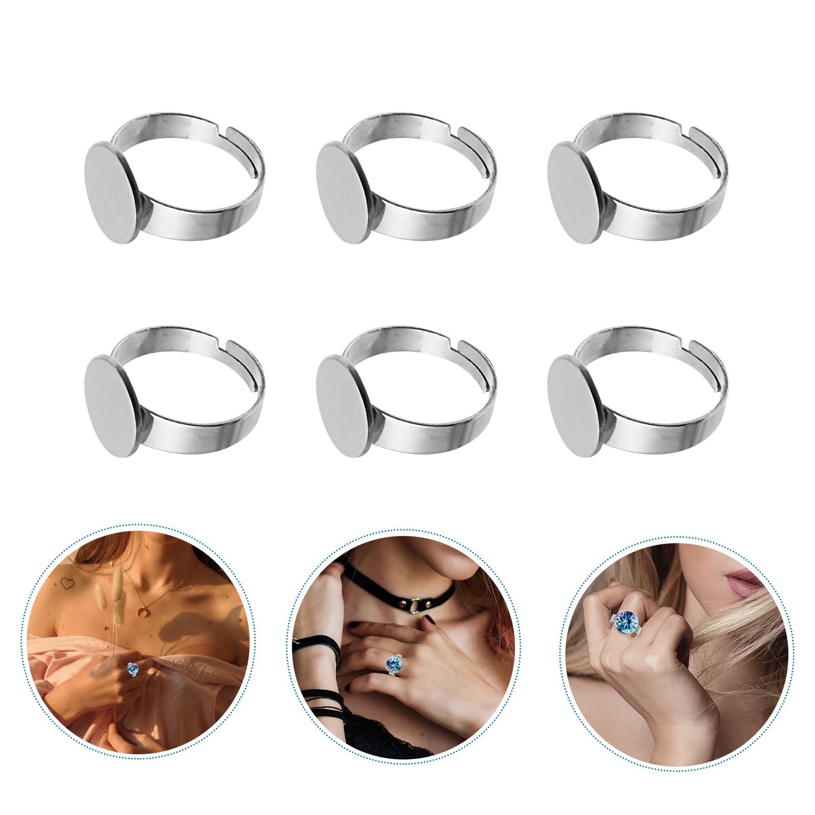 Tofficu 20Pcs 12Mm Adjustable Stainless Steel Ring Bases for DIY Jewelry Making - Versatile Crafting Supplies for Unique Handmade Rings - Image 4