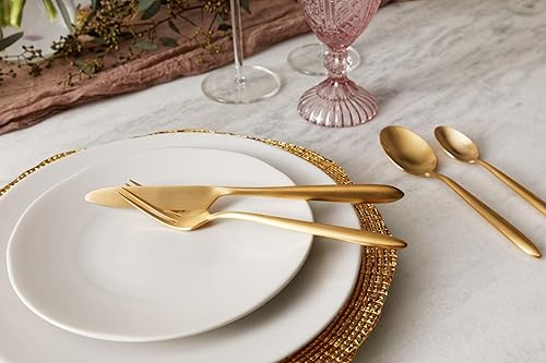 Miniatura 4 de Fortessa Velo - Juego de cubiertos cepillados, 20 piezas, oro cepillado