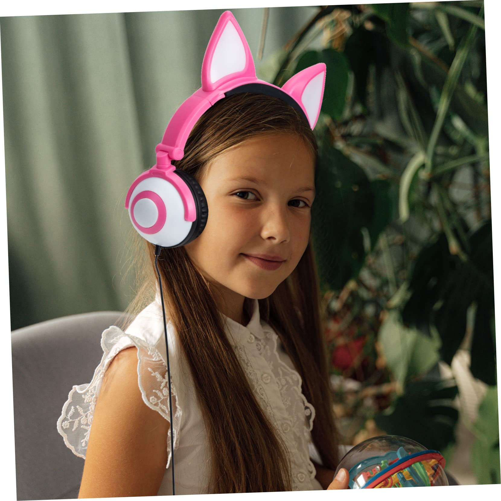 Cuffie per Bambini Orecchie da Gatto Rosa, Pvc, 3,5mm
