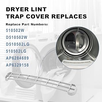 [Latest Upgrades] Heat-Resistant 510502W Dryer Lint Filter Cover for Speed Queen, Replaces D510502W, D510502LG, AP6284689, Light Gray (light gray 1 pcs)