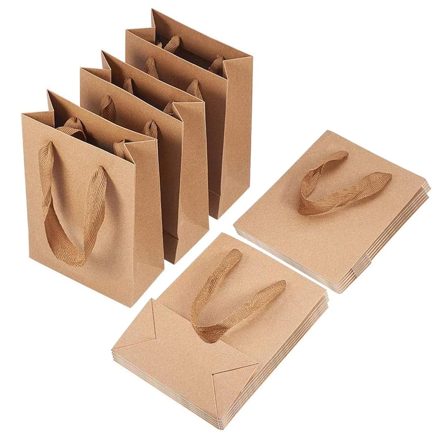 10 Sacchetti Regalo In Carta Kraft Con Manici – Piccoli, Marroni, Riciclabili, Fai Da Te