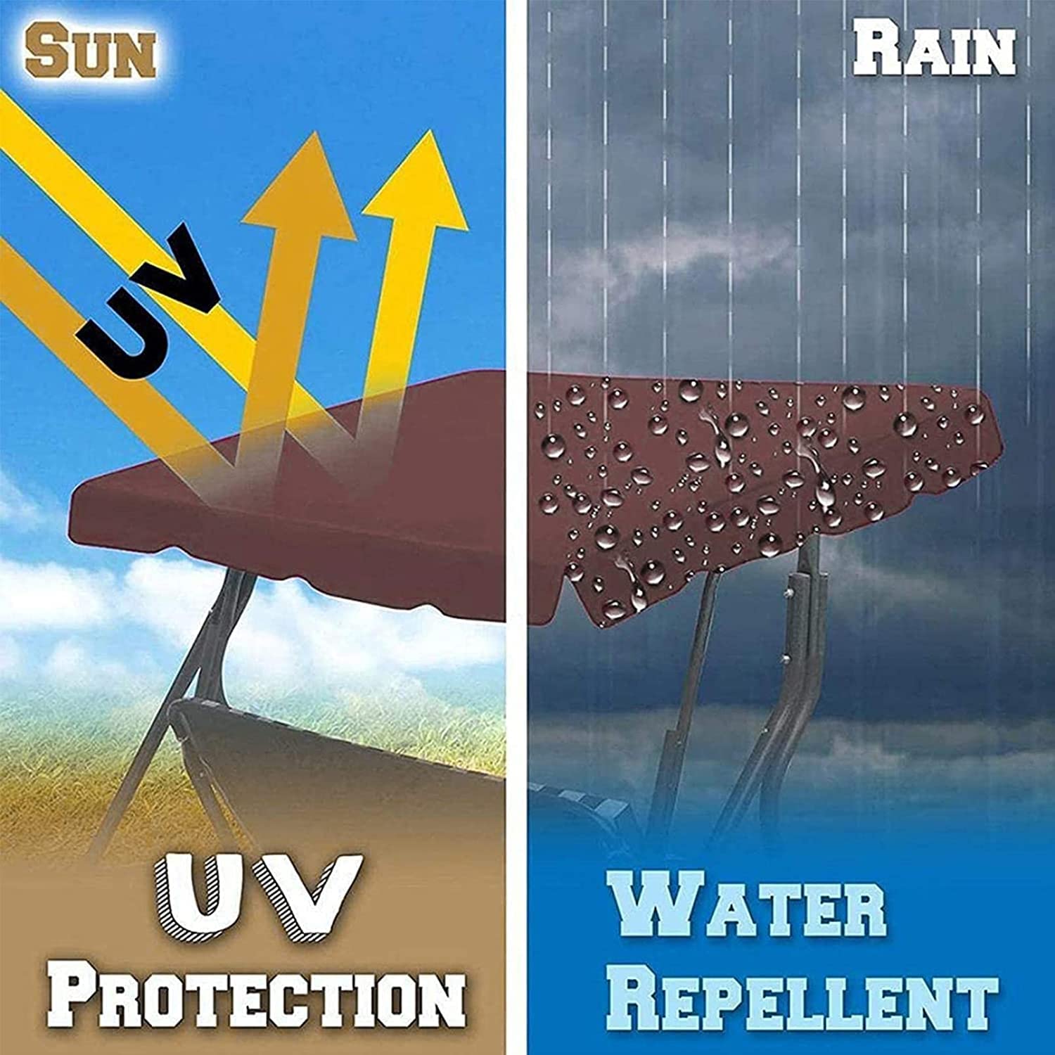 Sonnendach Für Hollywoodschaukel 3-Sitzer - Wasserabweisend Mit UV-Schutz