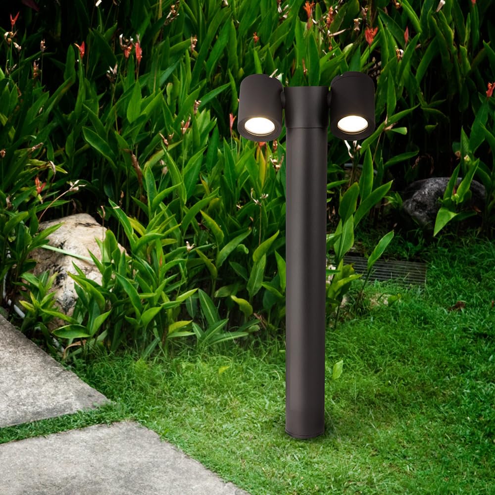 Réverbère extérieur borne lumineuse aluminium noir 2 x GU10 50 W IP54 230V