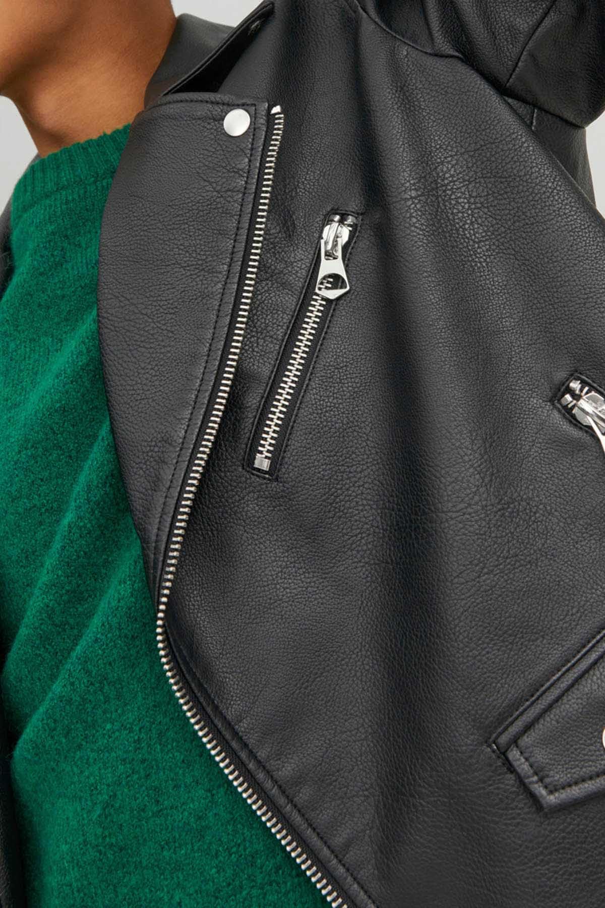 JACK & JONES Jorflores męska kurtka motocyklowa, czarny, L