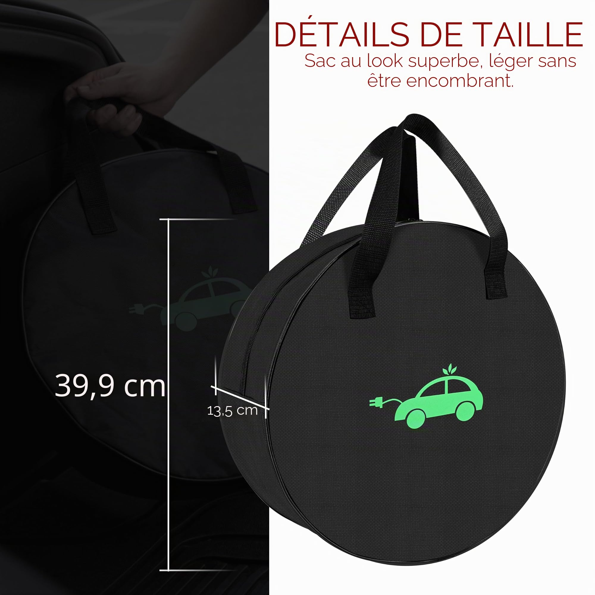 Sac de Transport Câble de Charge Voiture Électrique Type 2 Type 1 Organisateur Polyester 1680D