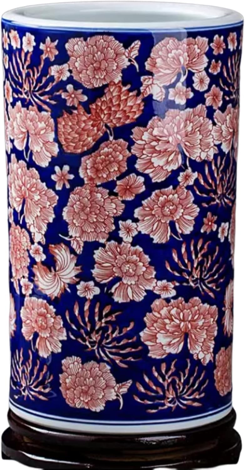 Vase Tabletop China Style Decorative Classic Ceramic Vases for Art Decoration Chinese Retro Porcelain with Peony Painting 36×19cm