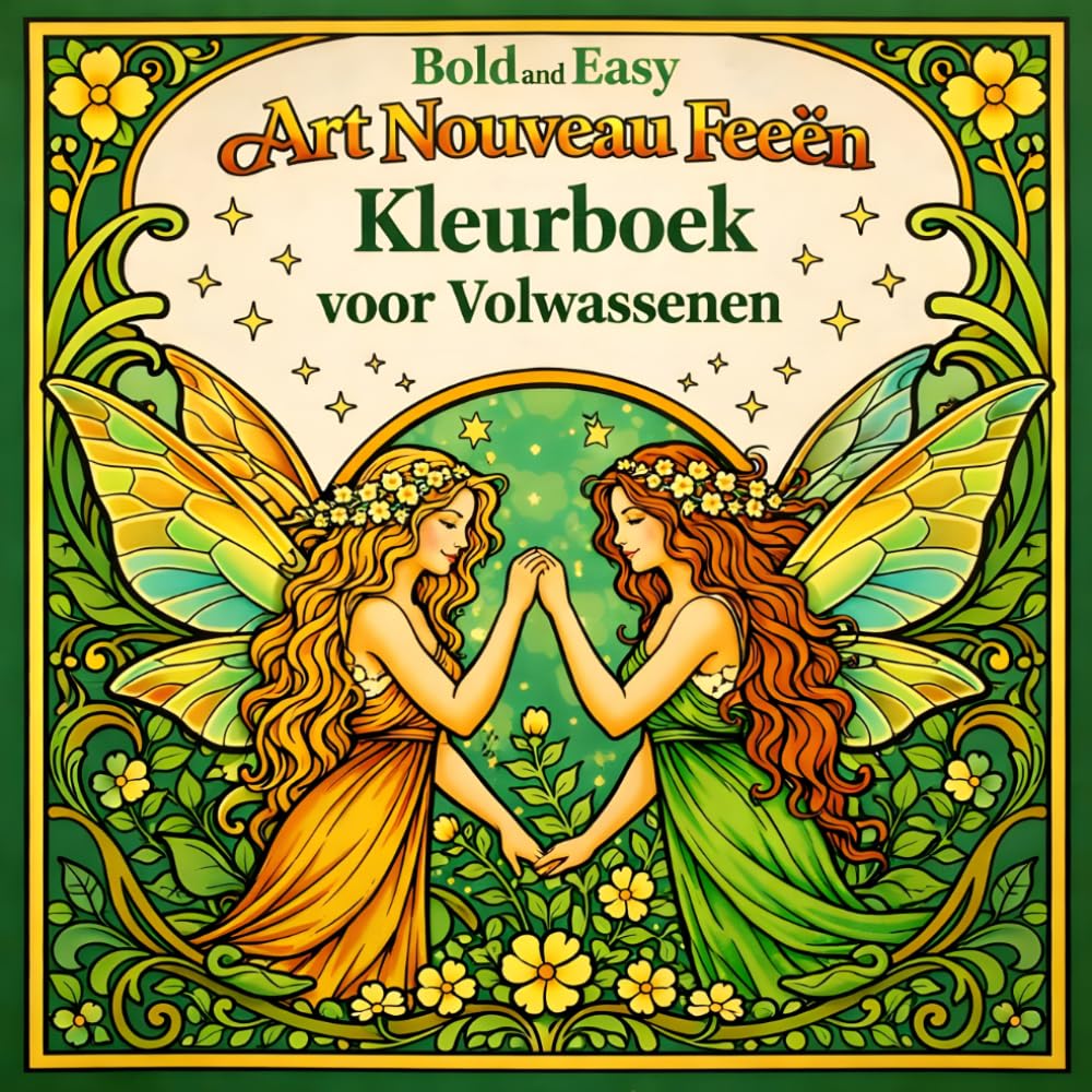 Bold and Easy Art Nouveau Feeën: Kleurboek voor Volwassenen met Magische Wezens en Bloemen Fantasie Ontwerpen