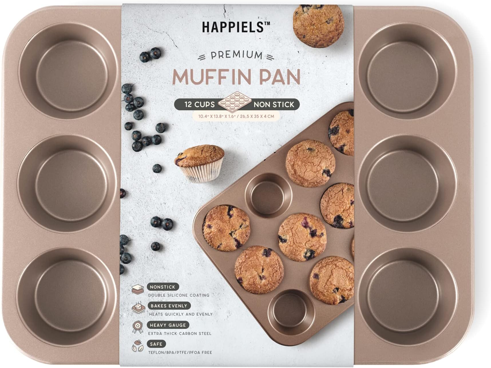 Farberware Nonstick Bakeware 12-cup muffin pan, grigio