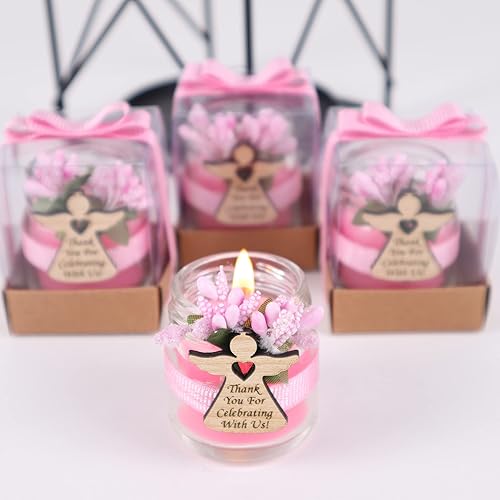 Pack of 8 Glass Candle Jars, Handmade Baptism Favors for Girls, Holy Communion Gifts for Girls, Girls First Communion Gift, Baptism Favors for