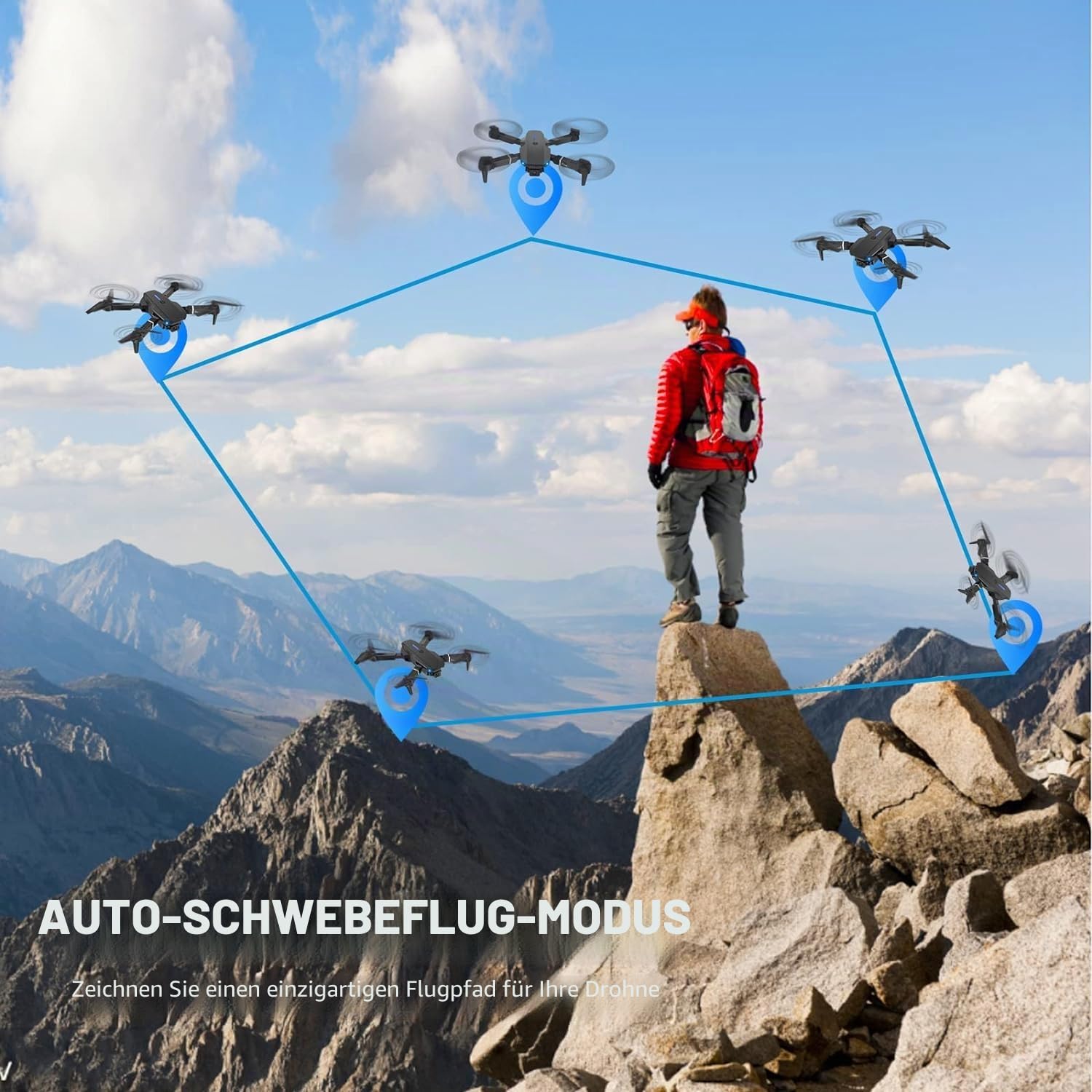 Drohne mit Kamera 4K,Mini Drone mit 2 Akkus und Handtasche für Anfänger | One KeyStart/Landen,Höhenhaltung,Gestenfotografie，Faltbar,Flugbahn,360°Flip,Mini-Drohne als Geschenk für Anfängerkinder