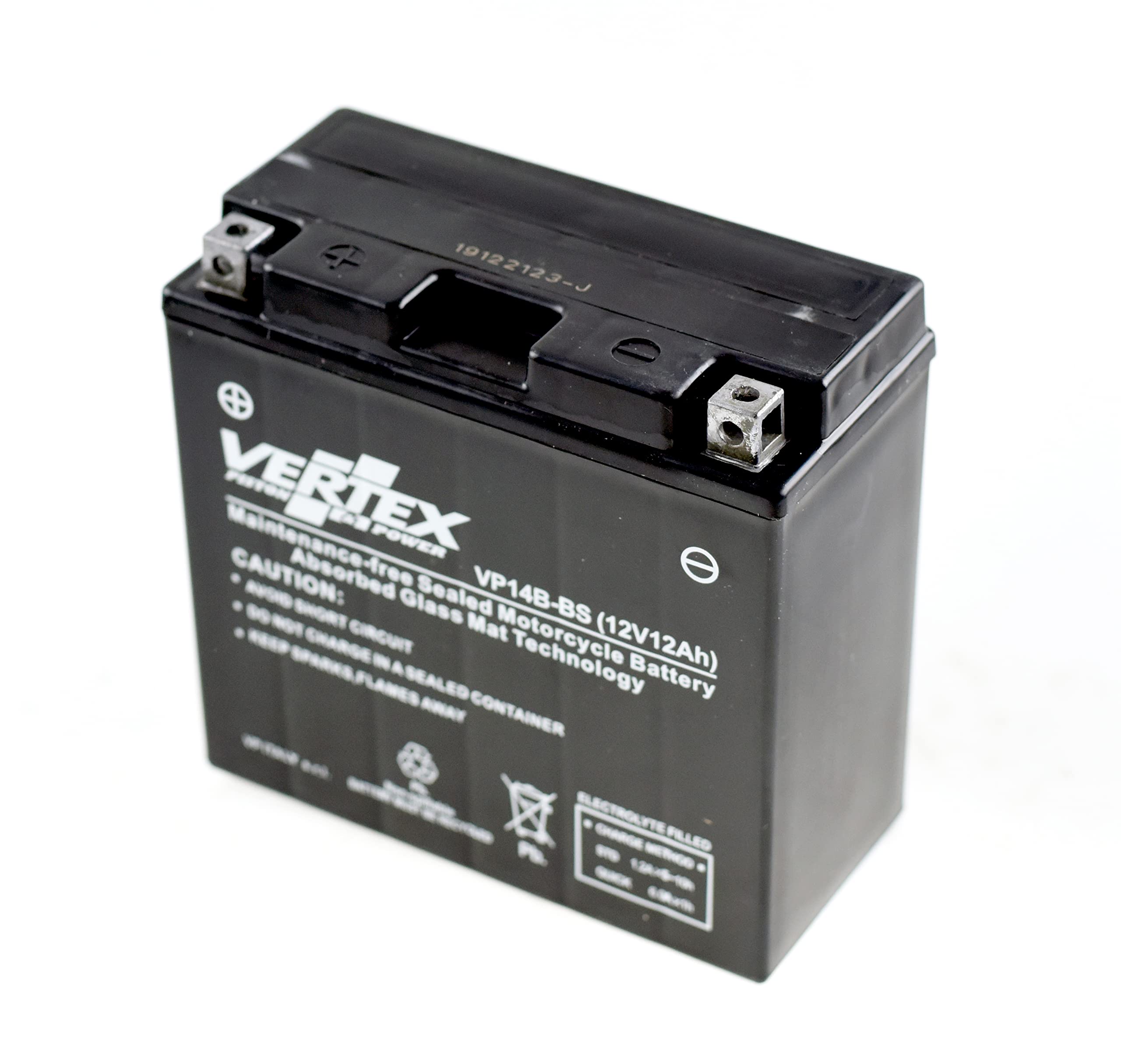 Vertex VP14B-BS Sealed AGM Motorcycle/Powersport Battery, 12V, 12Ah. Replaces: YT14B-4/YT14B-BS. Perfect battery for Motorcycle, ATV's, Personal Watercraft and Snowmobiles.