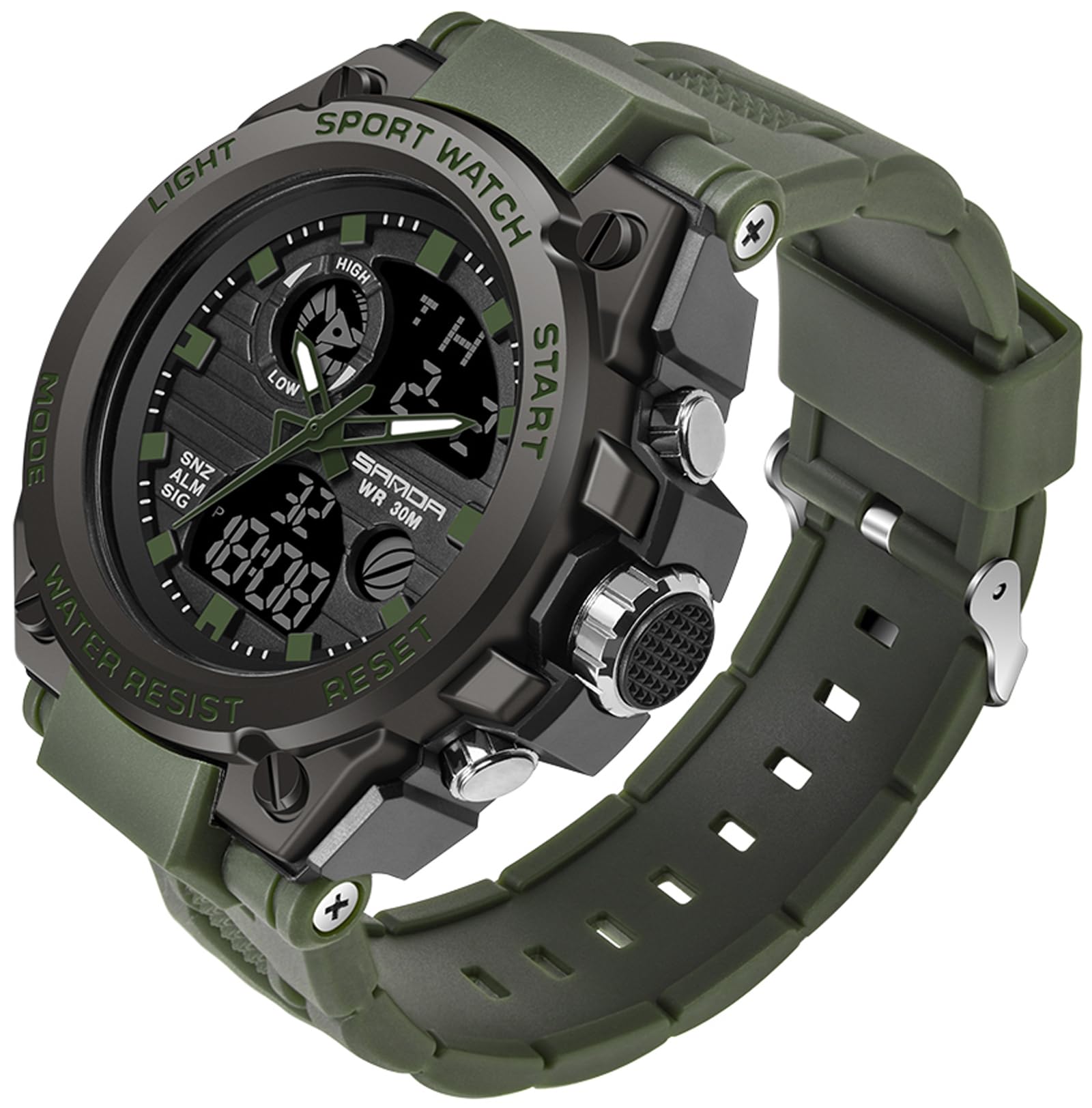 Yihou Mens Military Watch Outdoor Sports Electronic Watch Tactical Army Wristwatch LED Stopwatch Waterproof Digital Analog Watches, green, business (B07Q7NLMNZ) Amazon Price History, Amazon Price Tracker