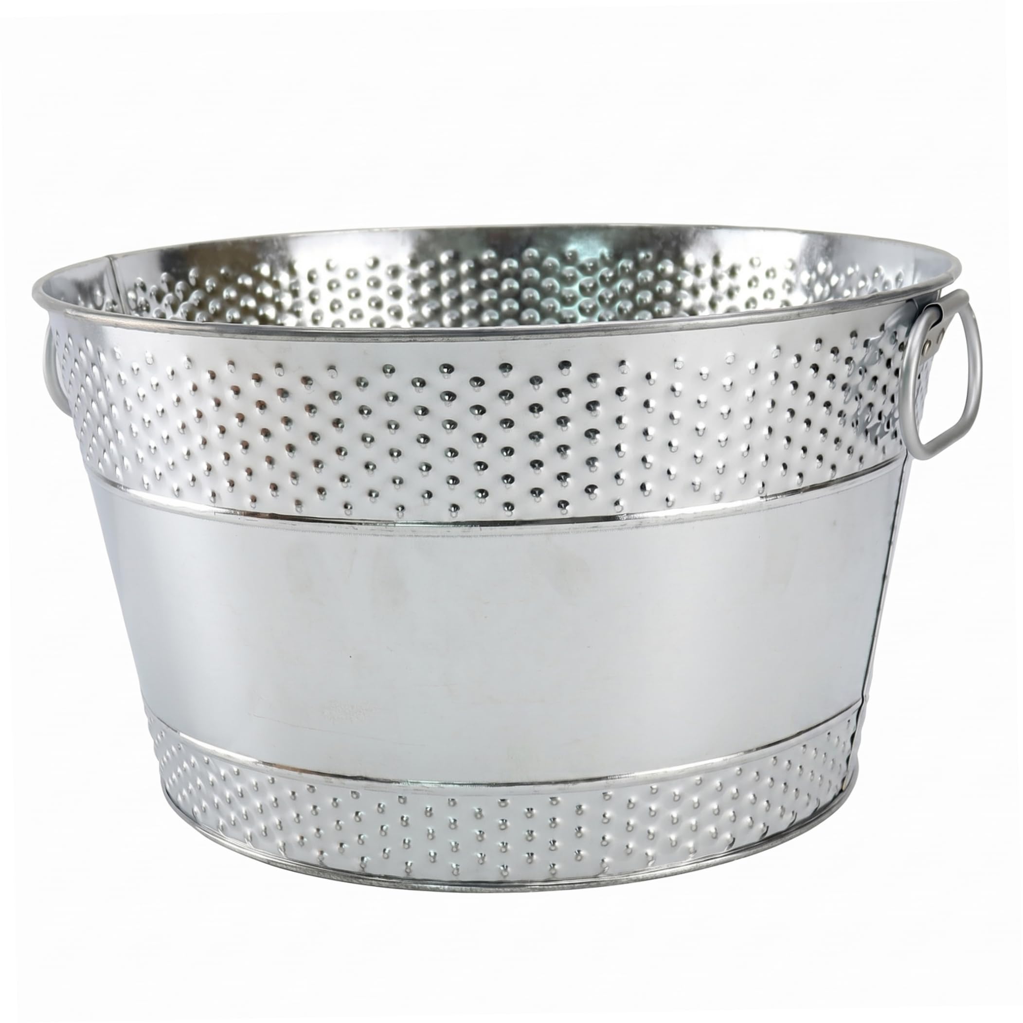 Gemuseeee 8L Thick Galvanised Rust-Resistant Beverage Tub Drink Bucket with Dual Handles for Indoor & Outdoor Party - Silver