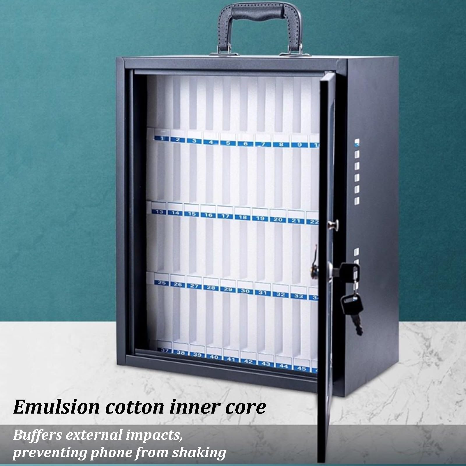 Scatola Porta cellulari, armadietto in Acrilico Trasparente con Serratura a Combinazione, Supporto per cellulari da Parete/appoggio per Aula/Ufficio (12 Slot)